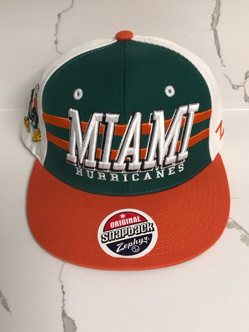 Zephyr U of Miami Hurricanes NCAA  Embroidered Snapback Hat - NWT